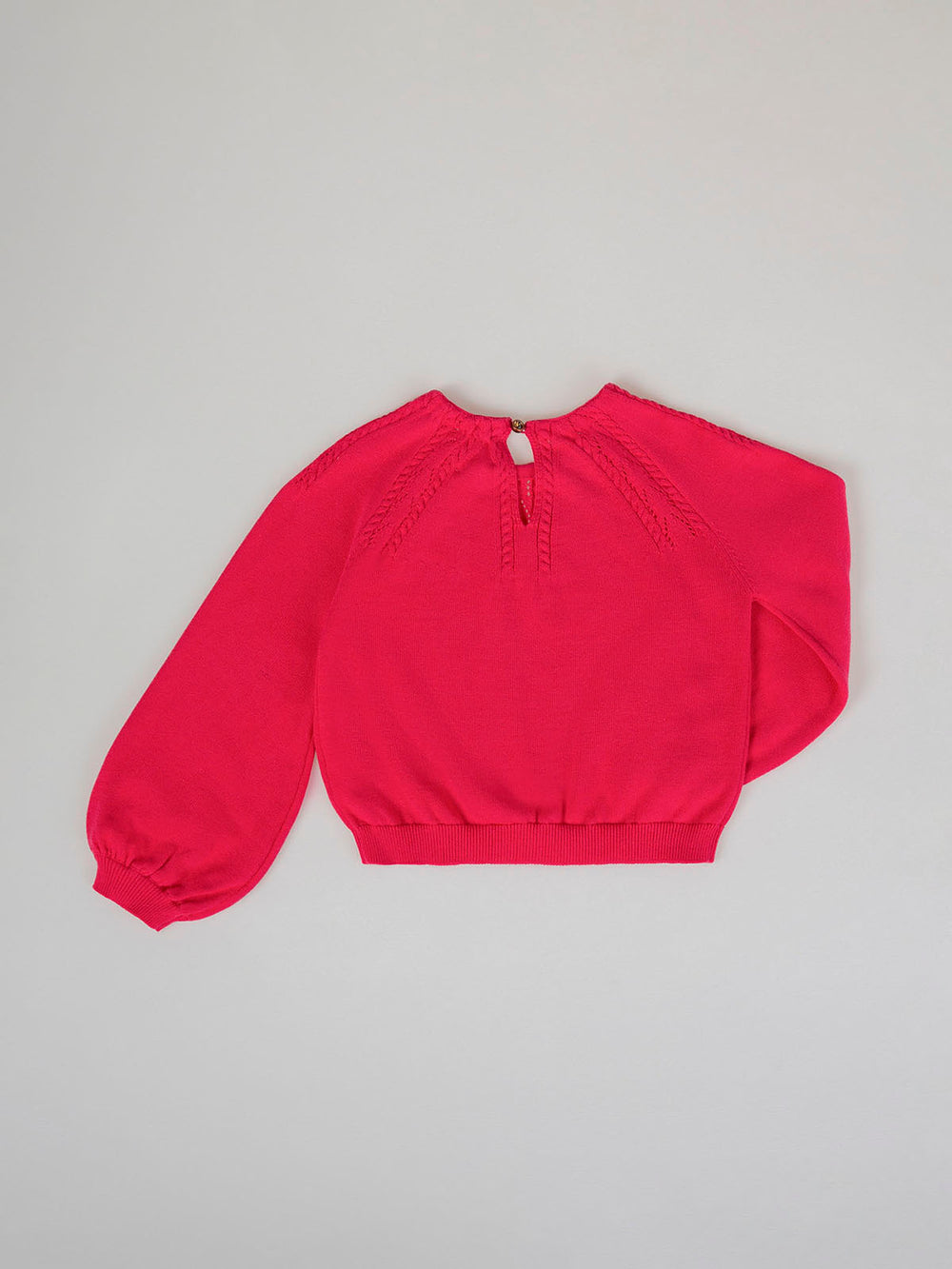 PINK COTTON YOKE KNITTED SWEATER