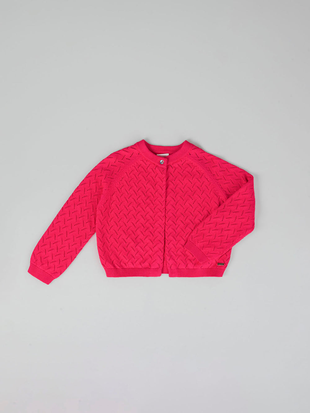 PINK OPENWORK KNITTED CARDIGAN