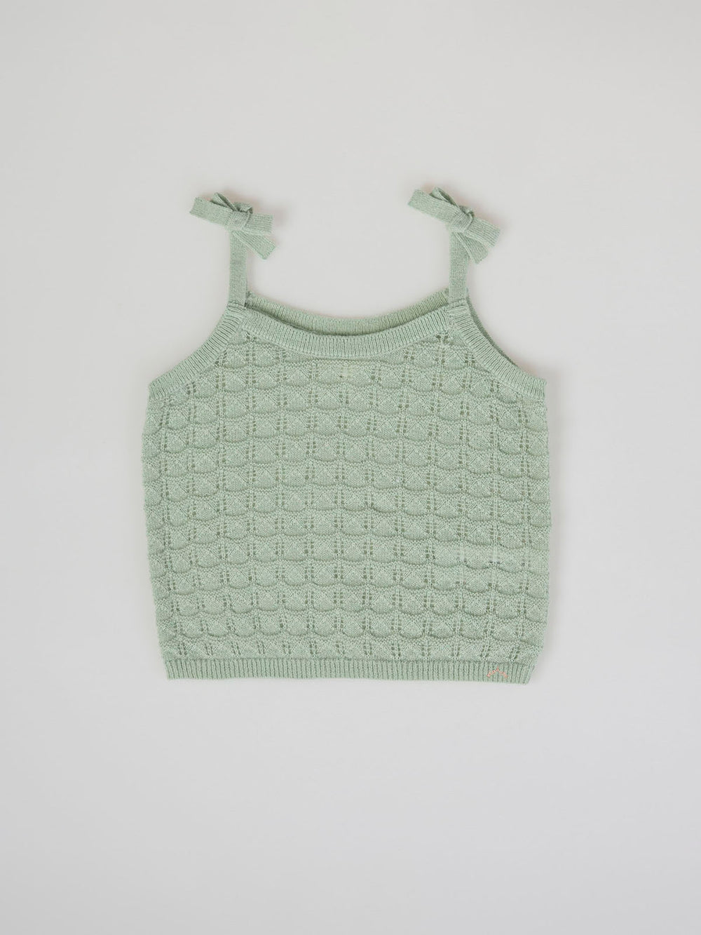 LIGHT GREEN KNITTED STRAPPY T-SHIRT