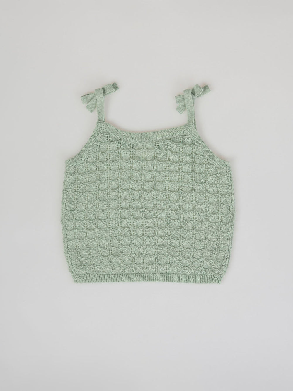 LIGHT GREEN KNITTED STRAPPY T-SHIRT