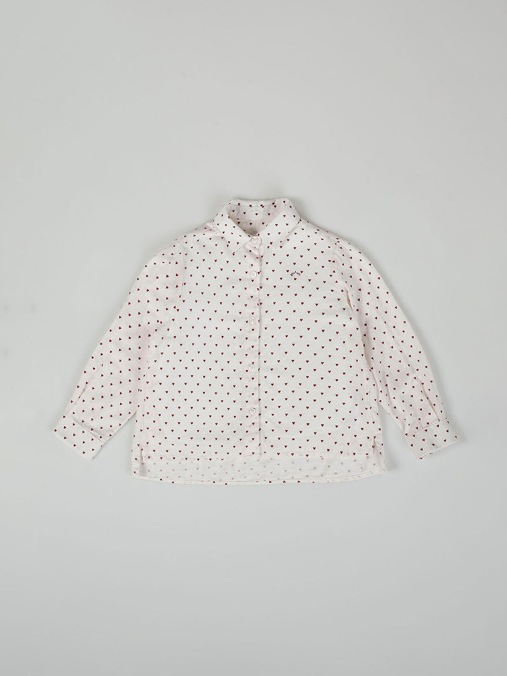 ITALIAN COLLAR SHIRT WITH IVORY HEARTS PRINT