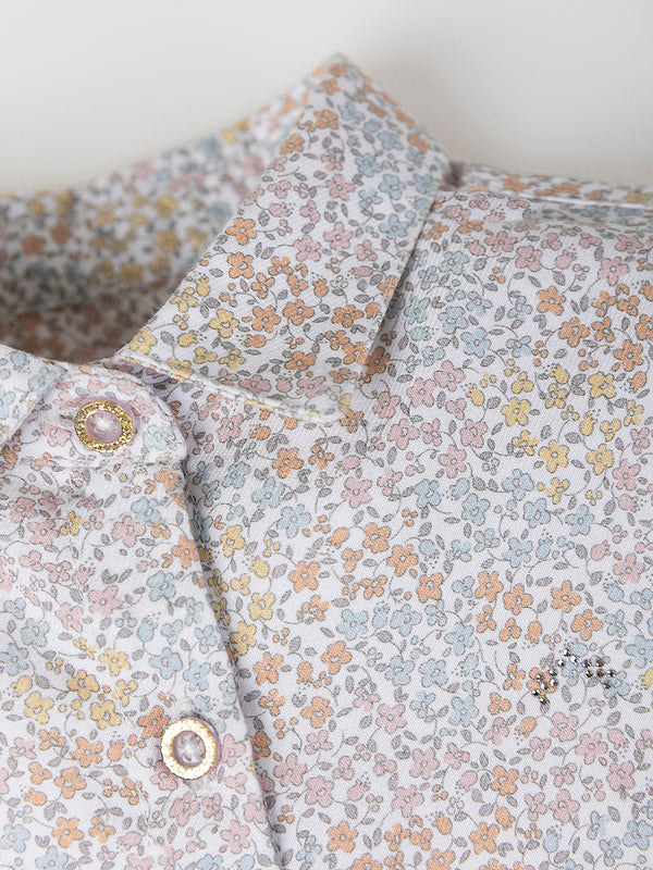 SHIRT WITH SHIRT COLLAR AND MULTICOLOR FLOWERS