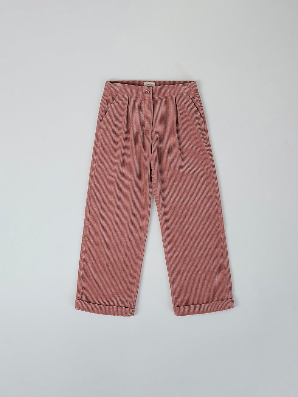 WIDE LEG CORDUROY PANTS WITH PINK PLEATS