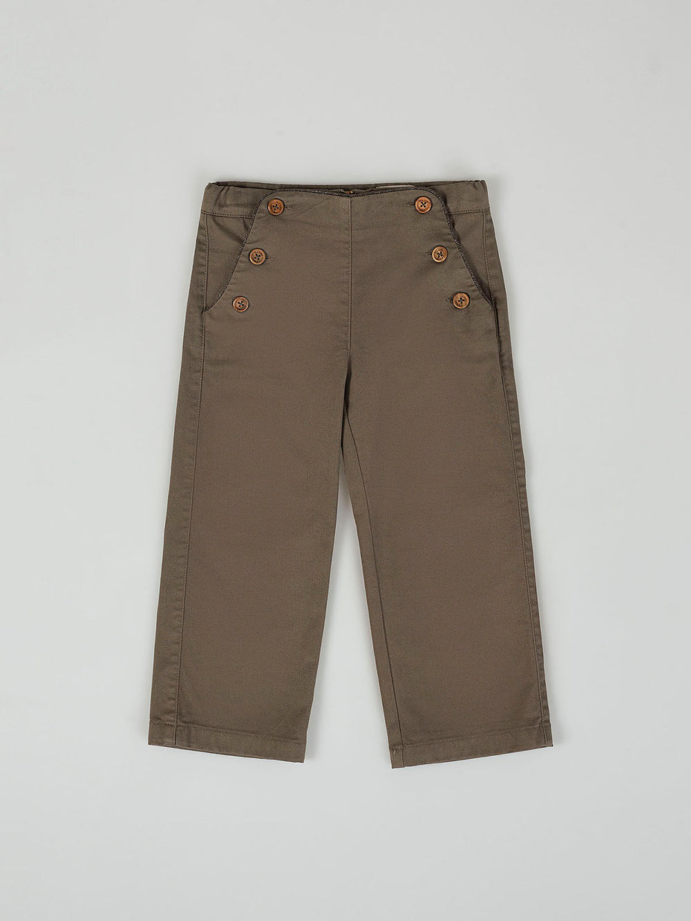 KHAKI GREEN BUTTONED PANTS WITH POCKETS