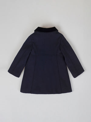 NAVY BLUE VELVET COMBINED CLOTH COAT