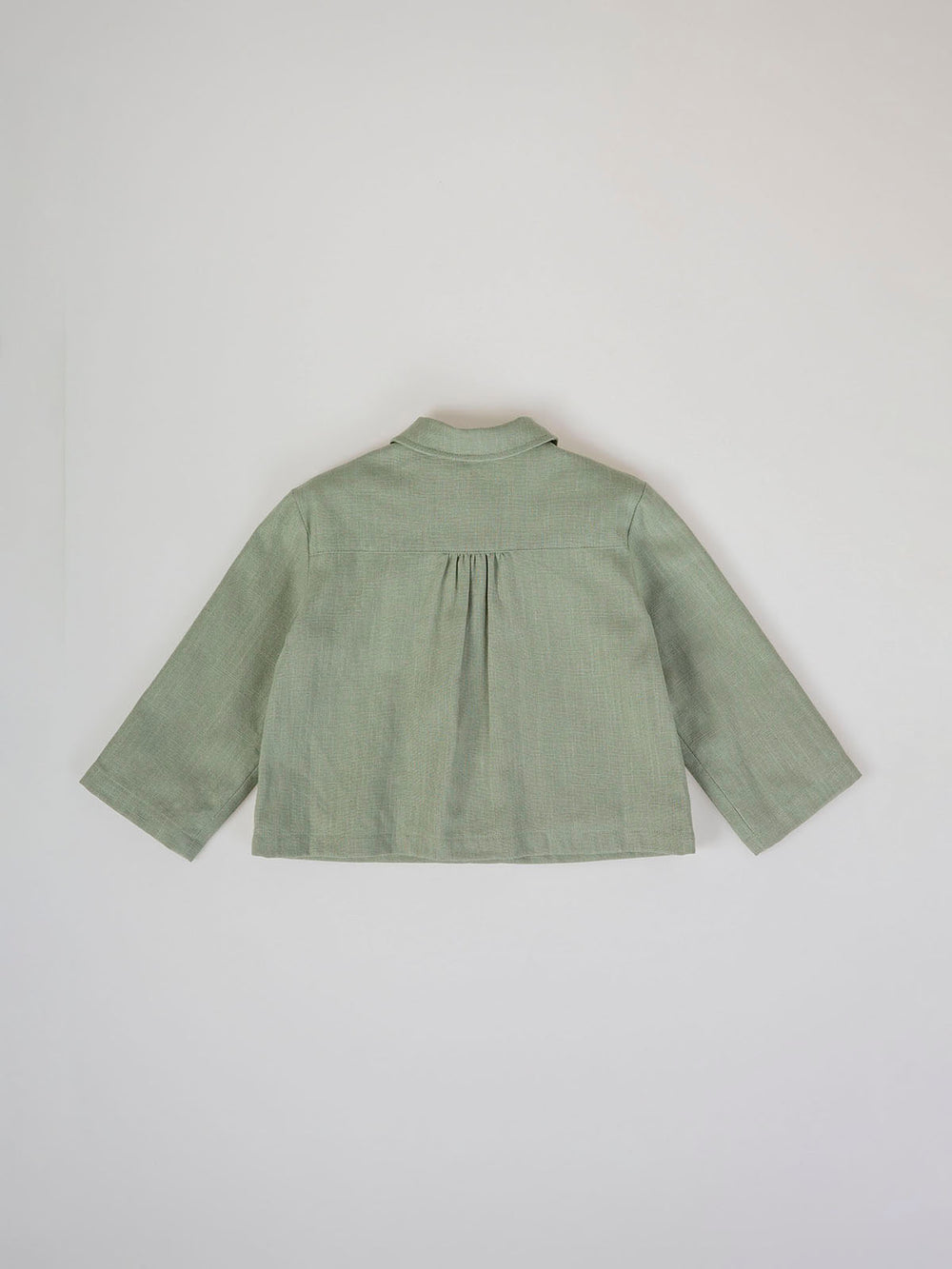 LINEN COTTON JACKET WITH MEDIUM GREEN FLOWER LINING