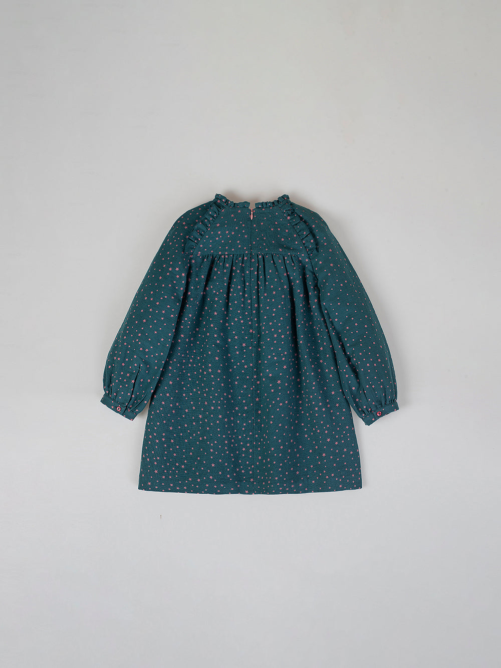 BOTTLE GREEN STARS BOW DRESS