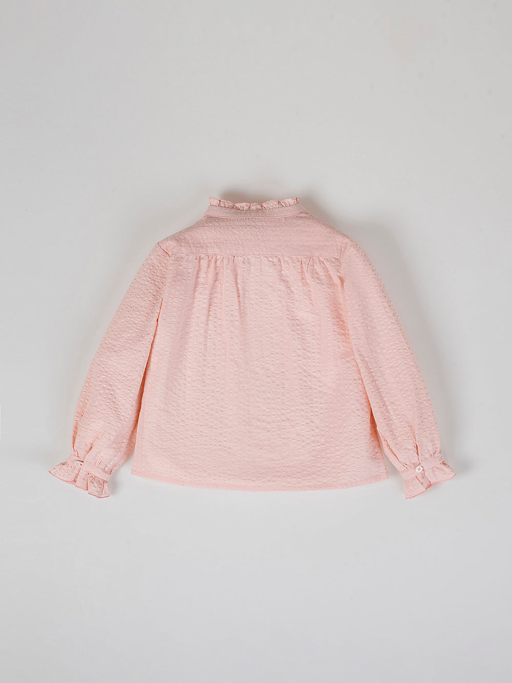 POWDER PINK PLATED RUFFLE BLOUSE