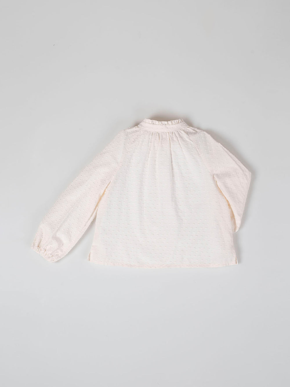 MAO COLLAR BLOUSE WITH PURE WHITE RUFFLE