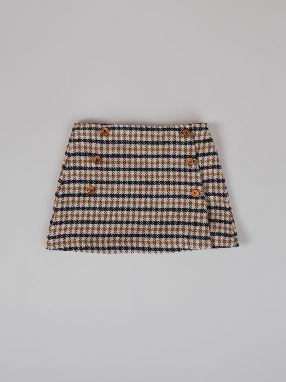 PLAID SKIRT WITH MULTICOLOR BUTTONS