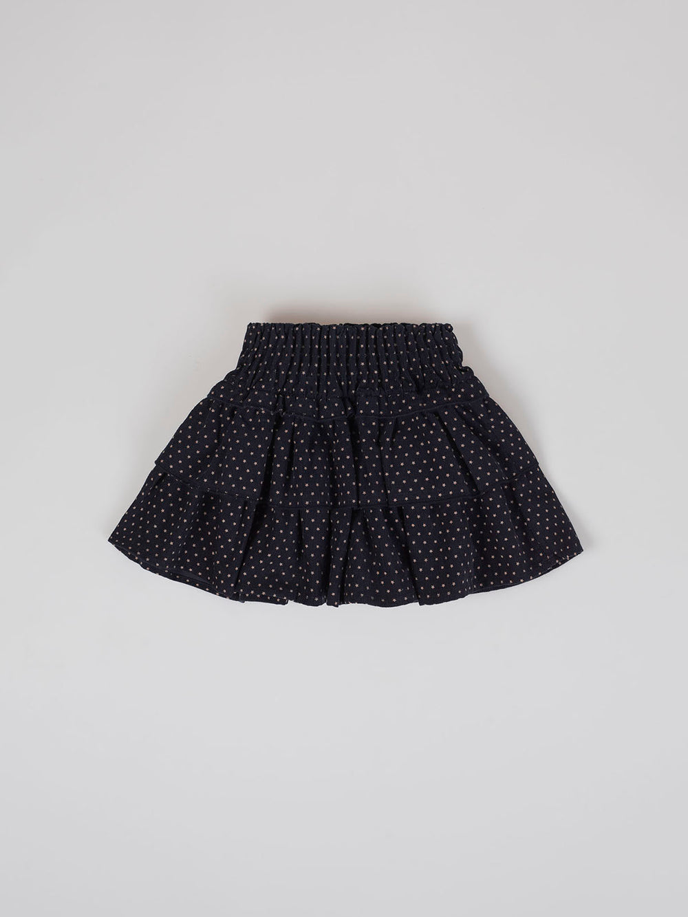 MICROPANA SKIRT WITH RUFFLES AND ANTHRACITE STAR PRINT