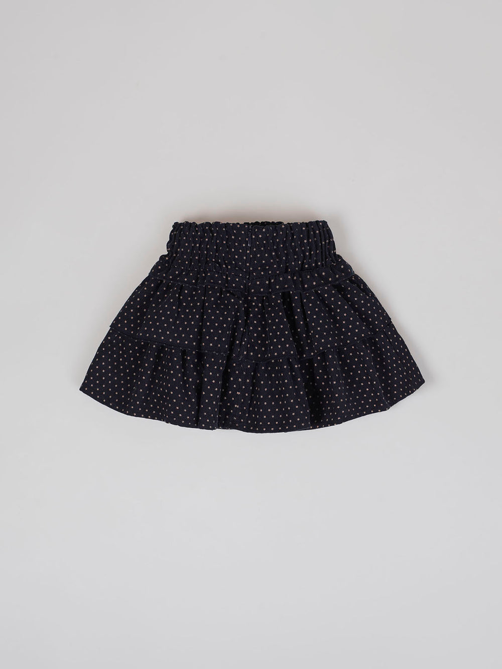 MICROPANA SKIRT WITH RUFFLES AND ANTHRACITE STAR PRINT