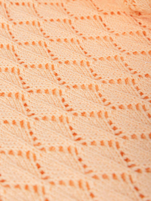 TANGERINE OPENWORK KNITTED BLANKET