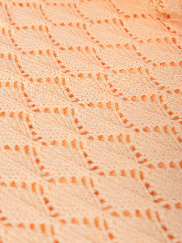 TANGERINE OPENWORK KNITTED BLANKET