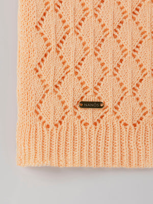 TANGERINE OPENWORK KNITTED BLANKET