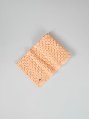 TANGERINE OPENWORK KNITTED BLANKET