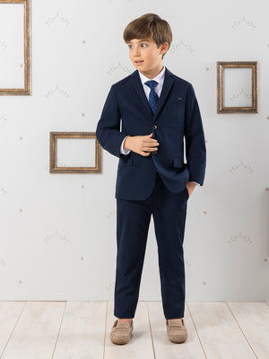 FIRST COMMUNION PANTS WITH NAVY BLUE PLEATS