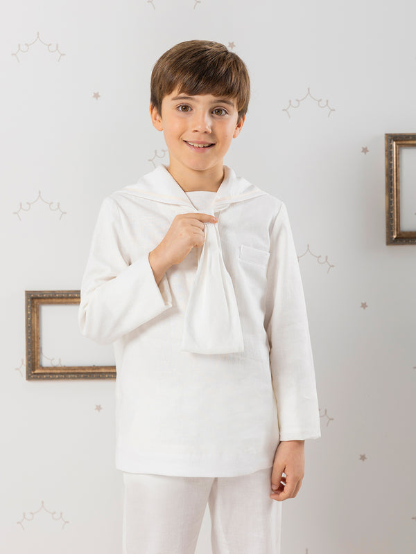 PURE WHITE SAILOR COMMUNION SUIT