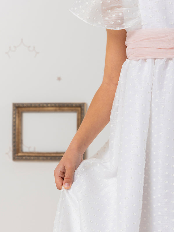 PLUMETI FIRST COMMUNION DRESS WITH PINK BOW