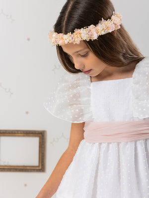 PLUMETI FIRST COMMUNION DRESS WITH PINK BOW