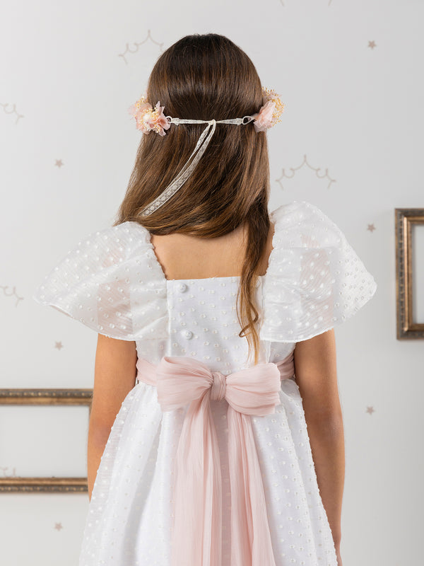 PLUMETI FIRST COMMUNION DRESS WITH PINK BOW