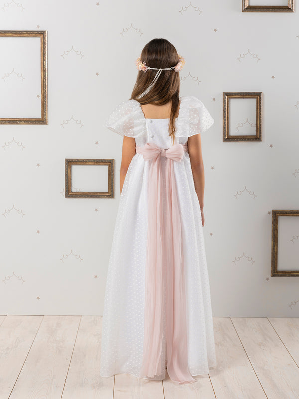 PLUMETI FIRST COMMUNION DRESS WITH PINK BOW