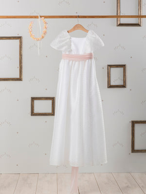 PLUMETI FIRST COMMUNION DRESS WITH PINK BOW