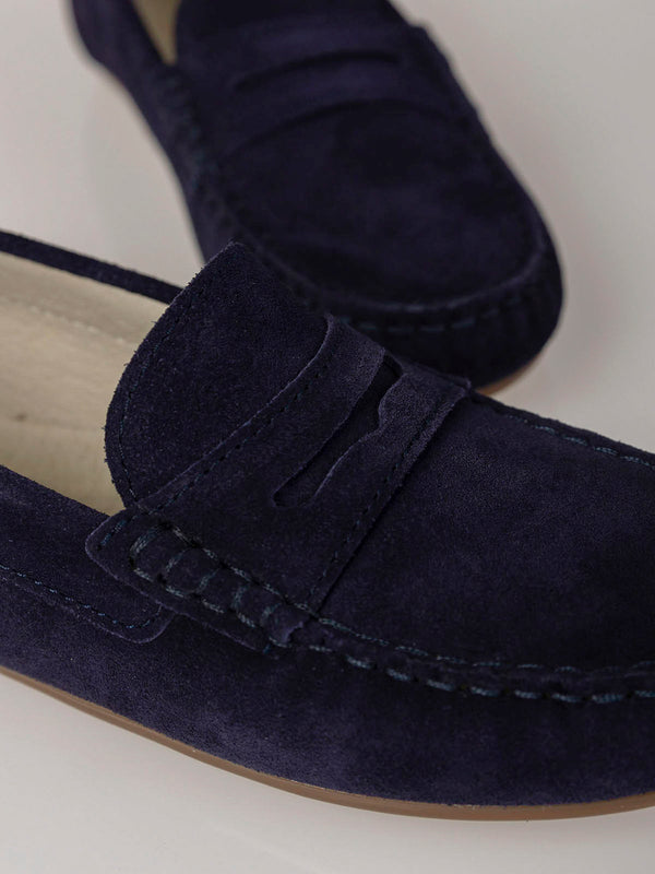 NAVY BLUE SUEDE LOAFERS