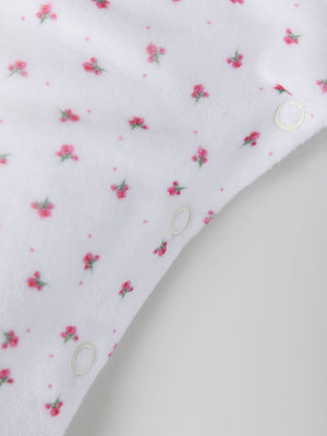 PURE WHITE FLOWER PAJAMAS WITH RUFFLED COLLAR