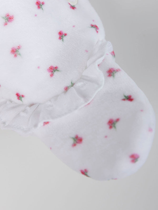 PURE WHITE FLOWER PAJAMAS WITH RUFFLED COLLAR