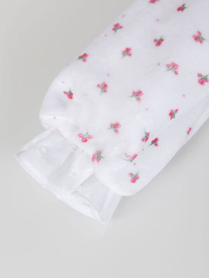 PIJAMA FLORES CUELLO VOLANTE BLANCO PURO