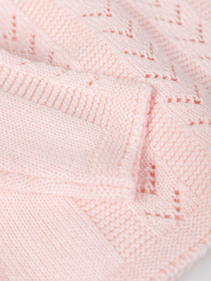 LIGHT PINK OPENWORK LINKS RAGLAN SLEEVE KNITTED JERSEY