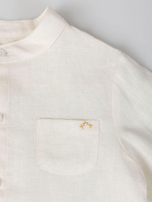 MAO COLLAR SHIRT WITH PURE WHITE POCKET