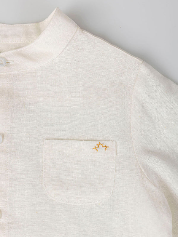 MAO COLLAR SHIRT WITH PURE WHITE POCKET