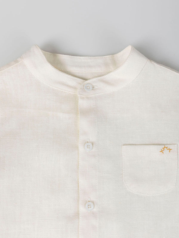 MAO COLLAR SHIRT WITH PURE WHITE POCKET