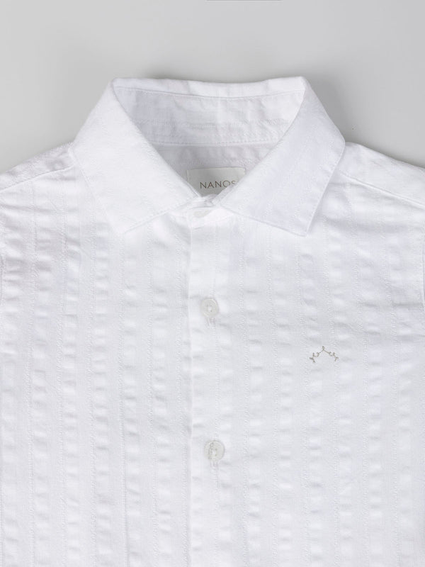 CAMISA DE COMUNIÓN ESTRUCTURA RAYAS BLANCO ROTO