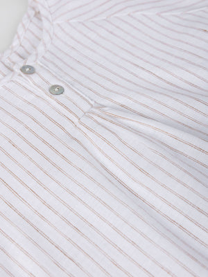 CREAM STRIPED BAKER COLLAR BLOUSE