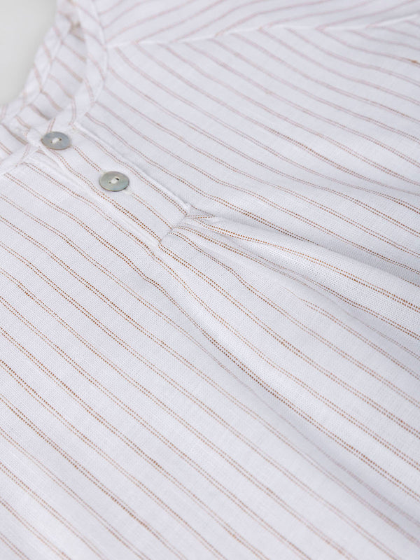 CREAM STRIPED BAKER COLLAR BLOUSE