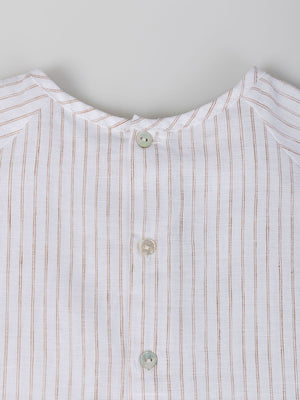 CREAM STRIPED BAKER COLLAR BLOUSE