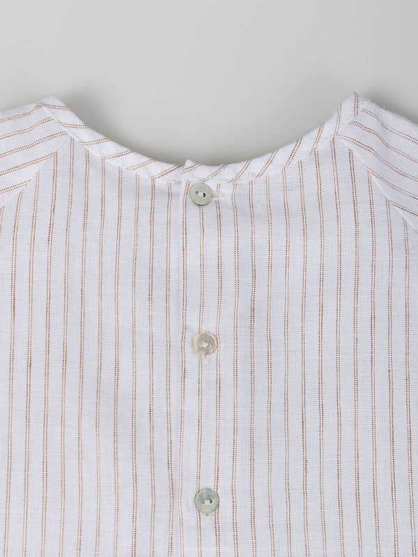 CREAM STRIPED BAKER COLLAR BLOUSE