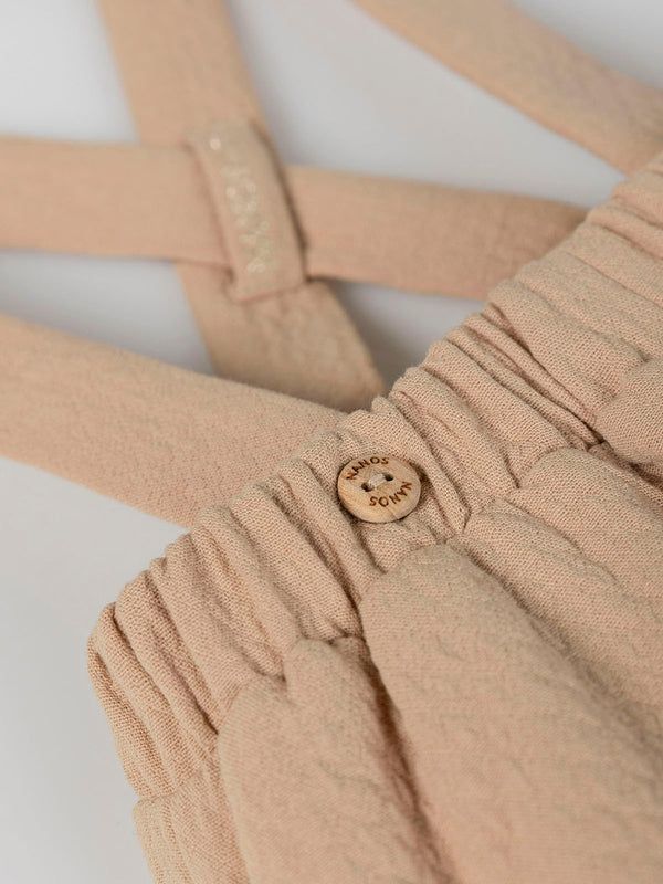 BEIGE STITCHING STRAPS ROMPER