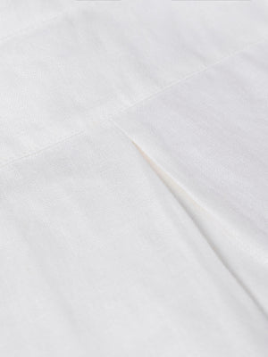 PURE WHITE MAO COLLAR LONG SLEEVE LINEN SHIRT