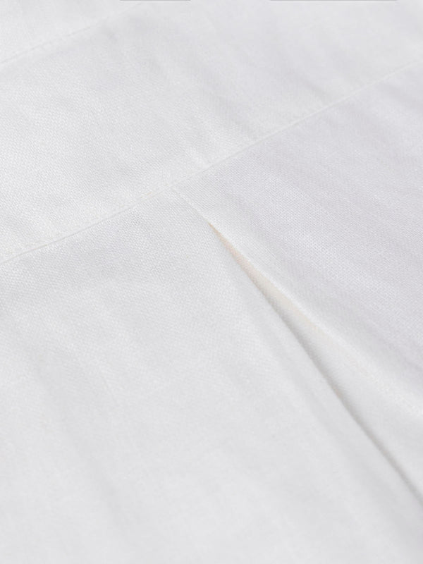 PURE WHITE MAO COLLAR LONG SLEEVE LINEN SHIRT