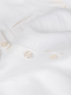 PURE WHITE MAO COLLAR LONG SLEEVE LINEN SHIRT