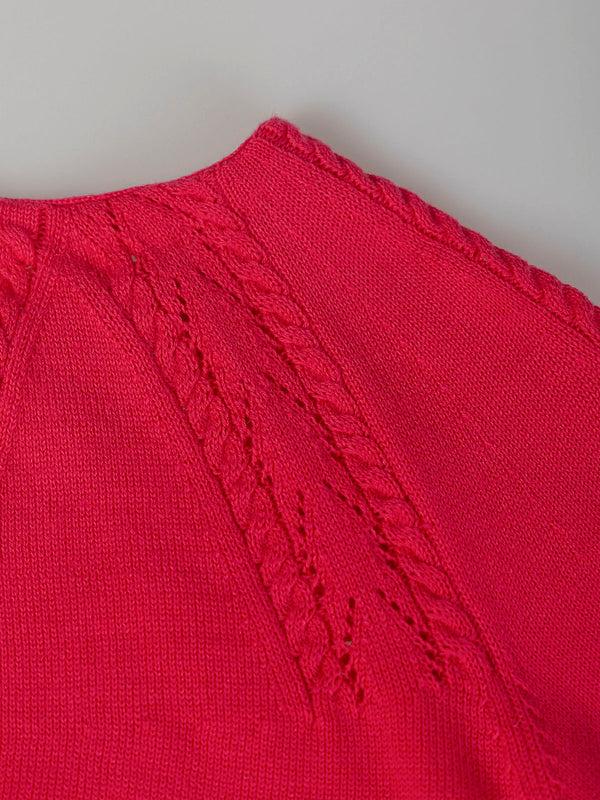 PINK COTTON YOKE KNITTED SWEATER