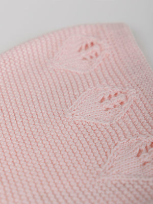 LIGHT PINK OPENWORK KNIT HOOD