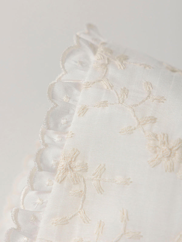 IVORY EMBROIDERED SILK BONNET