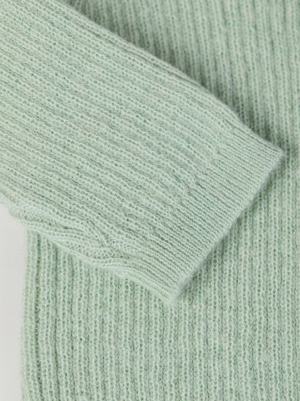 LIGHT GREEN RIB STRUCTURED KNITTED SET