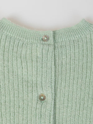 LIGHT GREEN RIB STRUCTURED KNITTED SET