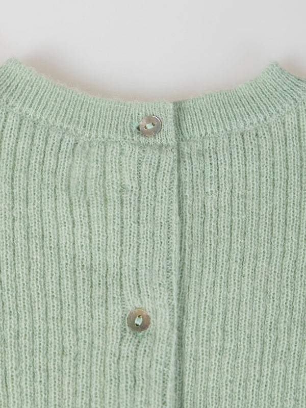 LIGHT GREEN RIB STRUCTURED KNITTED SET